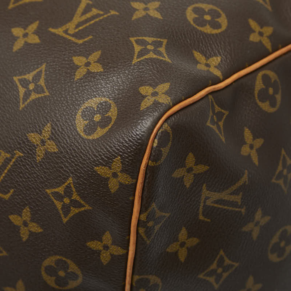 LOUIS VUITTON Authentic Brown Monogram Leather Keepall 60 Boston Bag - Picture 4 of 12